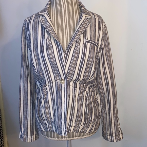 Linen One-Button Blazer Jacket Medium Petite - Picture 5 of 11